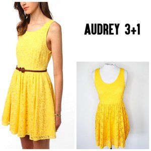 AUDREY 3+1 Mustard Yellow Lace Skater Boho Dress